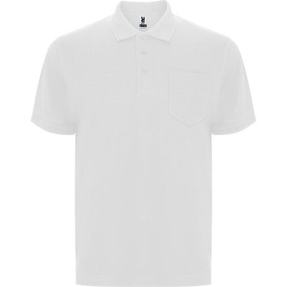 Roly Centauro Premium men's polo shirt in white, ready for logo printing or embroidery