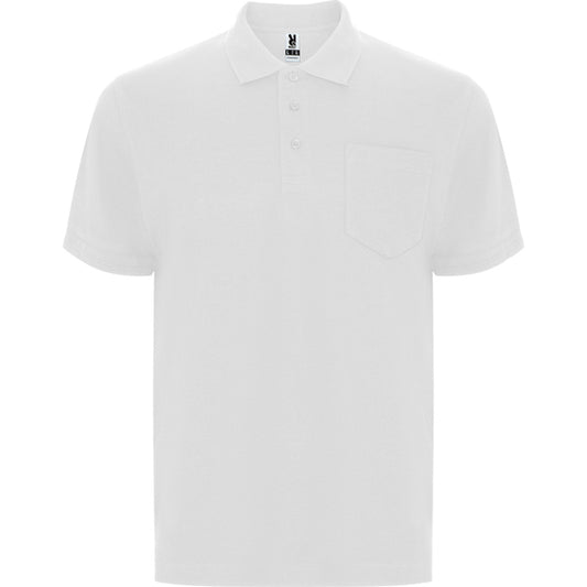 Roly Centauro Premium men's polo shirt in white, ready for logo printing or embroidery