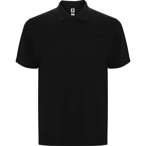 Roly Centauro Premium men's polo shirt in black, ready for logo printing or embroidery