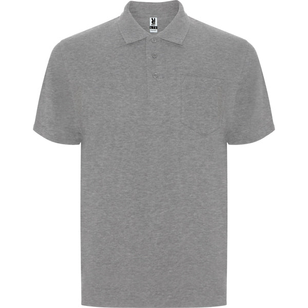 Roly Centauro Premium men's polo shirt in heather grey, ready for logo printing or embroidery