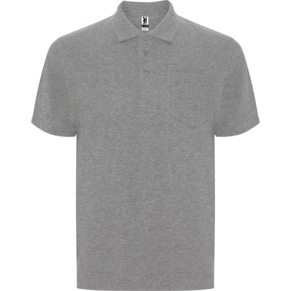 Roly Centauro Premium men's polo shirt in heather grey, ready for logo printing or embroidery