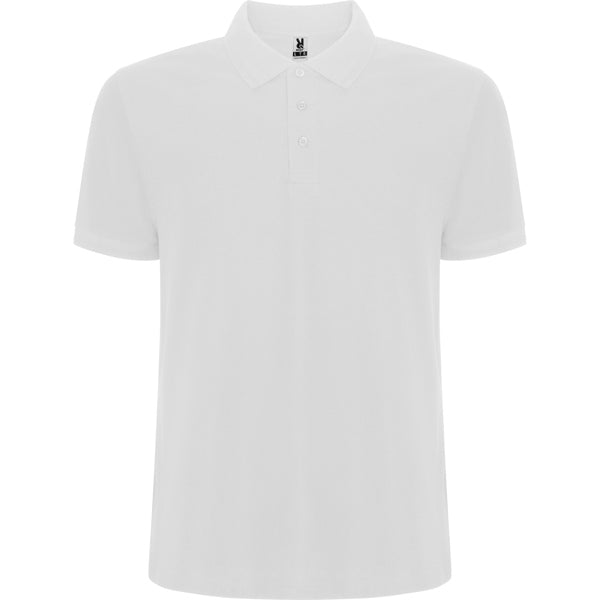 Roly Pegaso Premium men's polo shirt in white, ready for logo printing or embroidery