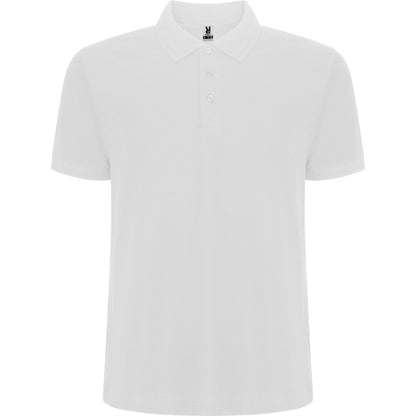 Roly Pegaso Premium men's polo shirt in white, ready for logo printing or embroidery