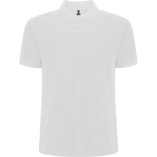 Roly Pegaso Premium men's polo shirt in white, ready for logo printing or embroidery