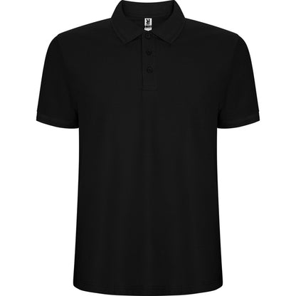 Roly Pegaso Premium men's polo shirt in black, ready for logo printing or embroidery