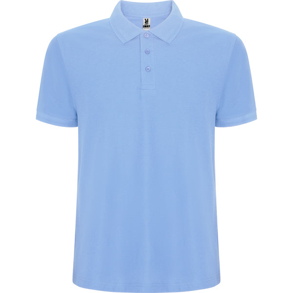 Roly Pegaso Premium men's polo shirt in sky blue, ready for logo printing or embroidery