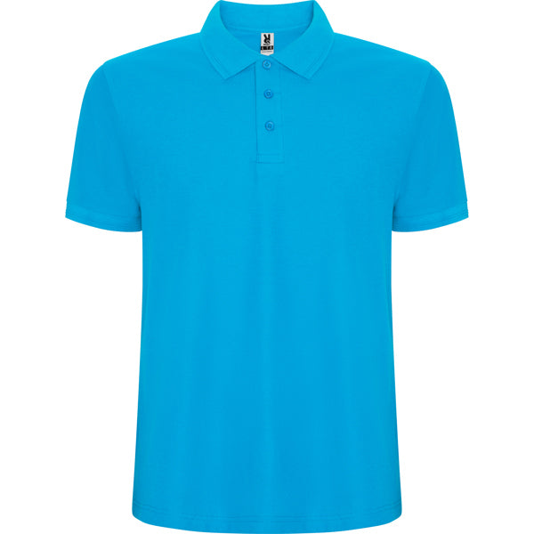 Roly Pegaso Premium men's polo shirt in turquoise, ready for logo printing or embroidery
