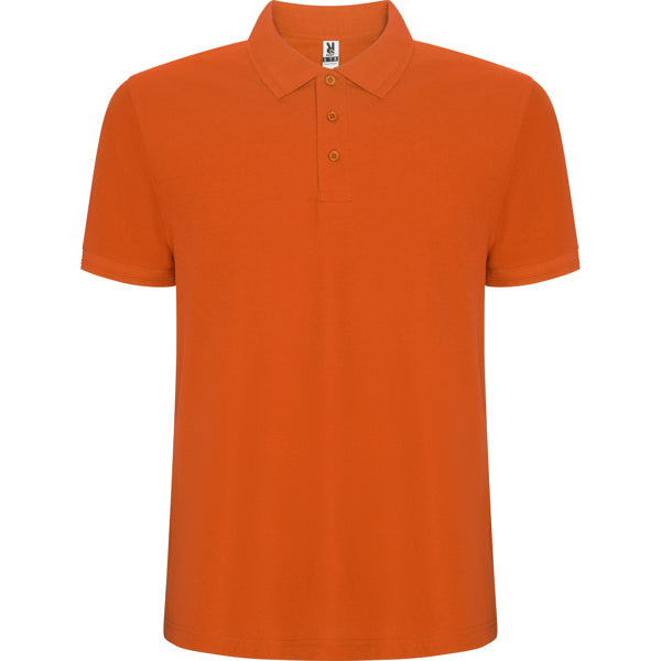 Roly Pegaso Premium men's polo shirt in orange, ready for logo printing or embroidery