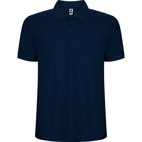 Roly Pegaso Premium men's polo shirt in navy blue, ready for logo printing or embroidery