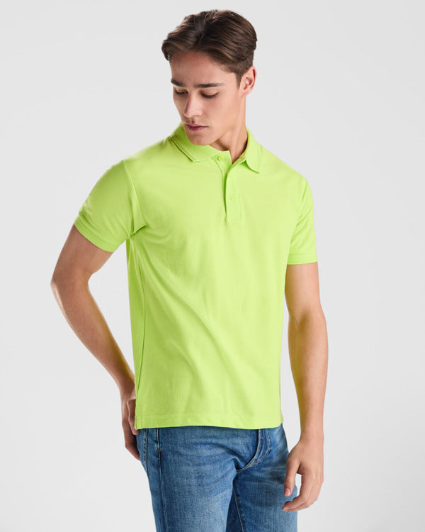 Roly Pegaso Premium men's polo shirt in white, alternative view, ready for logo printing or embroidery