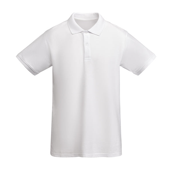 Roly Prince men's polo shirt in white, ready for logo printing or embroidery