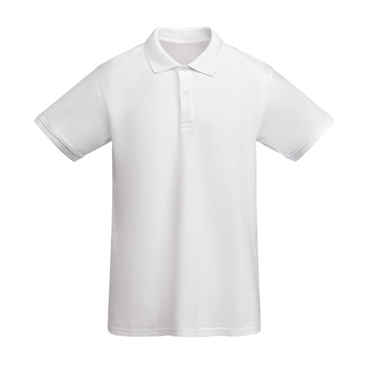 Roly Prince men's polo shirt in white, ready for logo printing or embroidery