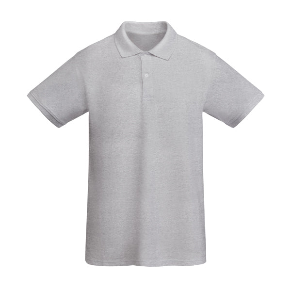 Roly Prince men's polo shirt in heather grey, ready for logo printing or embroidery