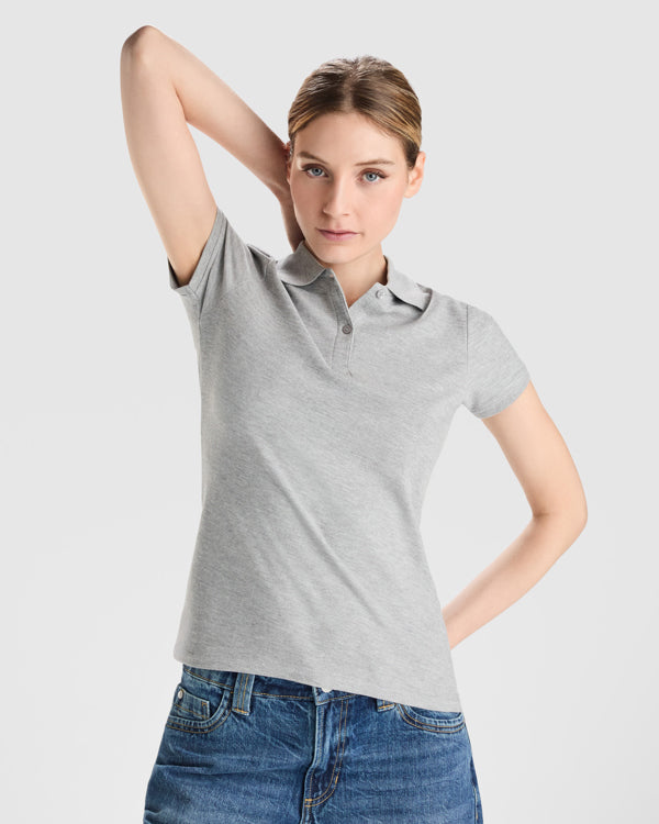 Roly Prince Woman women's polo shirt in white, alternative view, ready for logo printing or embroidery