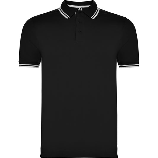 Roly Montreal men's polo shirt in black/white, ready for logo printing or embroidery