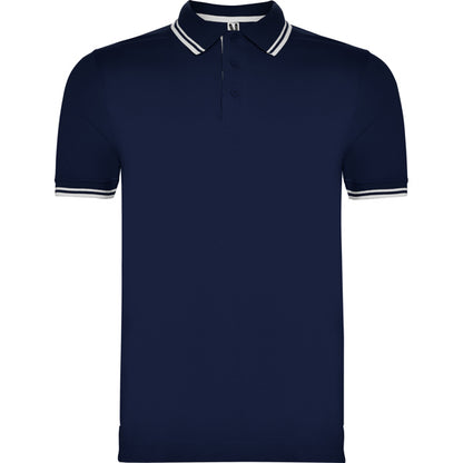 Roly Montreal men's polo shirt in navy blue/white, ready for logo printing or embroidery
