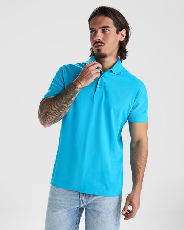 Roly Austral men's polo shirt in white, alternative view, ready for logo printing or embroidery