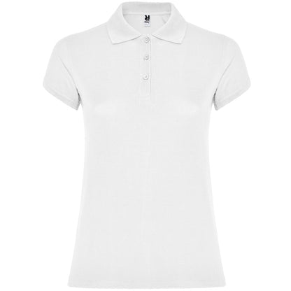 Roly Star Woman women's polo shirt in white, ready for logo printing or embroidery
