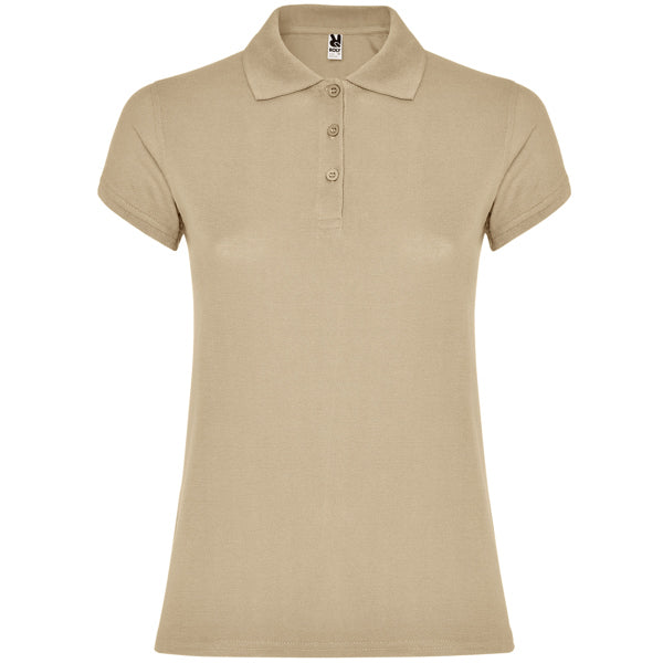 Roly Star Woman women's polo shirt in sand, ready for logo printing or embroidery