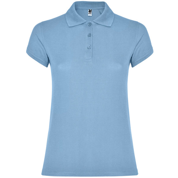 Roly Star Woman women's polo shirt in sky blue, ready for logo printing or embroidery