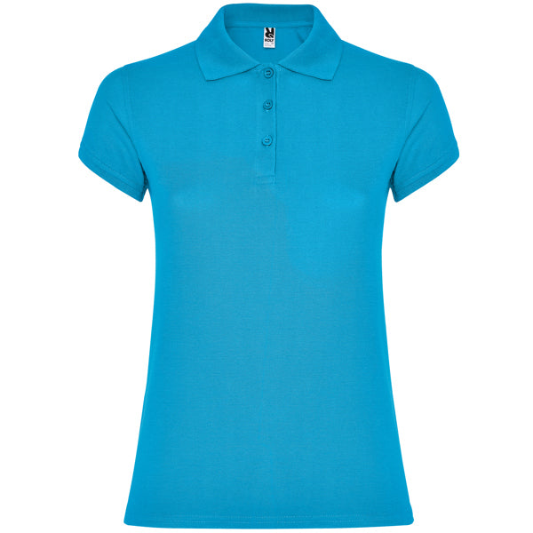 Roly Star Woman women's polo shirt in turquoise, ready for logo printing or embroidery