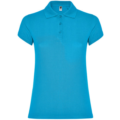 Roly Star Woman women's polo shirt in turquoise, ready for logo printing or embroidery