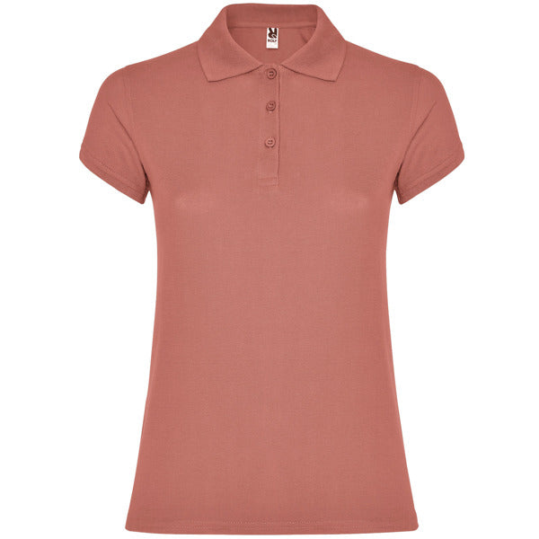 Roly Star Woman women's polo shirt in pale red, ready for logo printing or embroidery