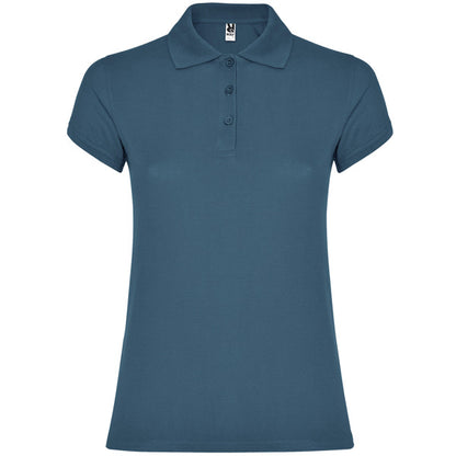 Roly Star Woman women's polo shirt in storm blue, ready for logo printing or embroidery
