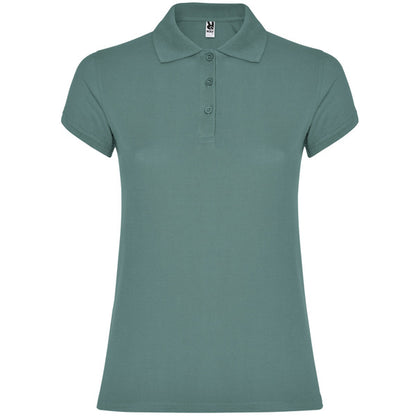 Roly Star Woman women's polo shirt in calm blue, ready for logo printing or embroidery