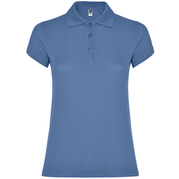 Roly Star Woman women's polo shirt in riviera blue, ready for logo printing or embroidery
