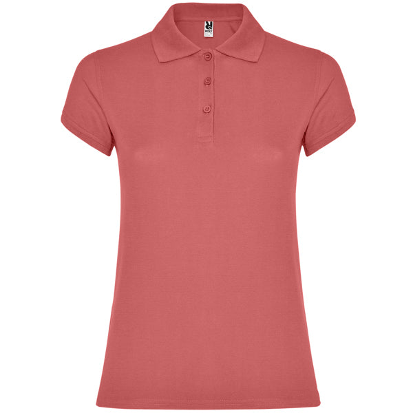 Roly Star Woman women's polo shirt in chrysanthemum red, ready for logo printing or embroidery