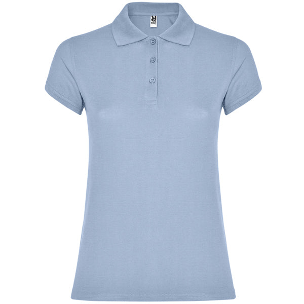 Roly Star Woman women's polo shirt in zen blue, ready for logo printing or embroidery
