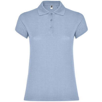 Roly Star Woman women's polo shirt in zen blue, ready for logo printing or embroidery