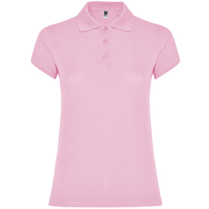 Roly Star Woman women's polo shirt in light pink, ready for logo printing or embroidery