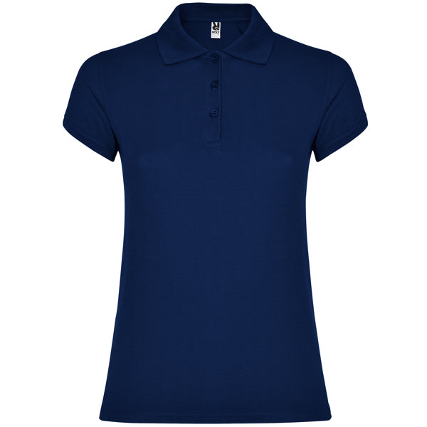 Roly Star Woman women's polo shirt in navy blue, ready for logo printing or embroidery