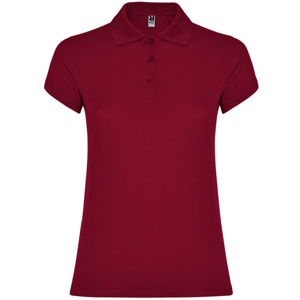 Roly Star Woman women's polo shirt in garnet, ready for logo printing or embroidery