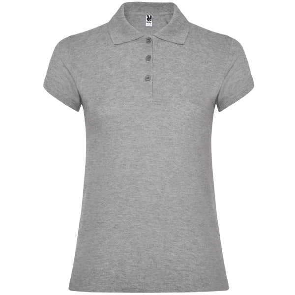 Roly Star Woman women's polo shirt in heather grey, ready for logo printing or embroidery