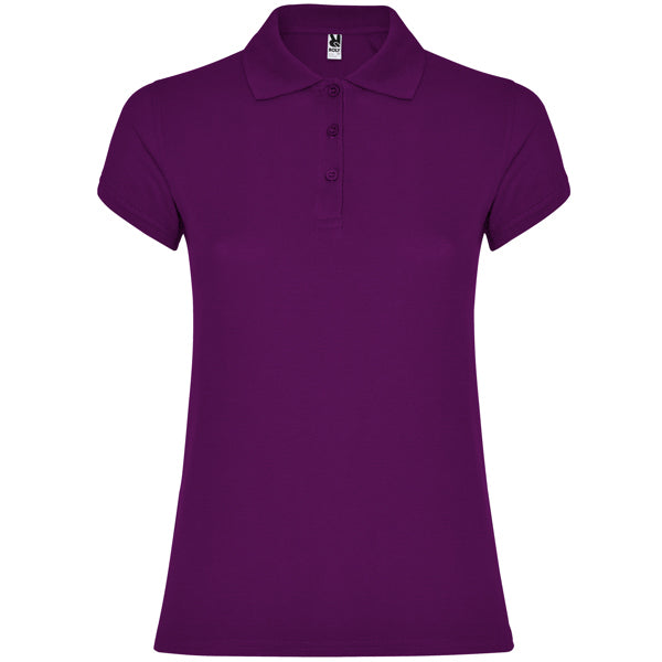 Roly Star Woman women's polo shirt in purple, ready for logo printing or embroidery