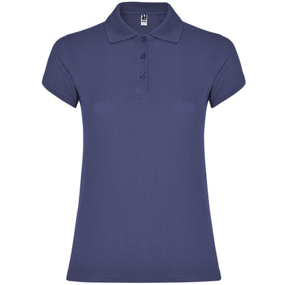 Roly Star Woman women's polo shirt in denim blue, ready for logo printing or embroidery