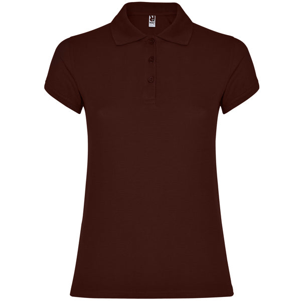 Roly Star Woman women's polo shirt in chocolate, ready for logo printing or embroidery
