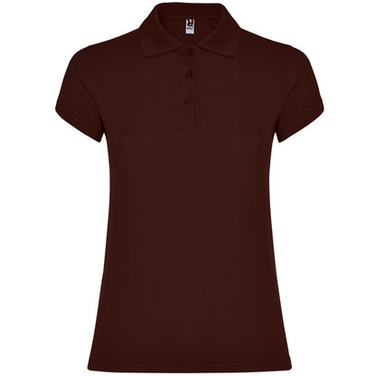 Roly Star Woman women's polo shirt in chocolate, ready for logo printing or embroidery