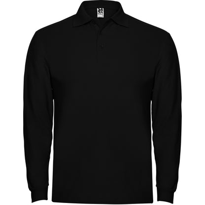Roly Estrella L/s men's long-sleeve polo shirt in black, ready for logo printing or embroidery