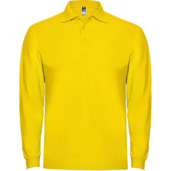 Roly Estrella L/s men's long-sleeve polo shirt in yellow, ready for logo printing or embroidery