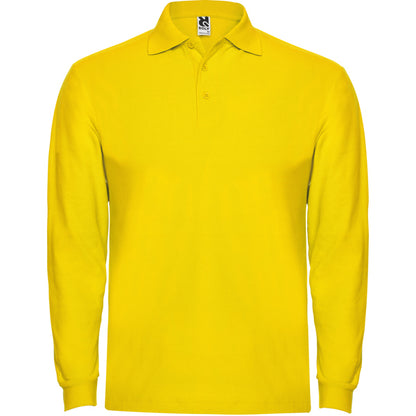 Roly Estrella L/s men's long-sleeve polo shirt in yellow, ready for logo printing or embroidery