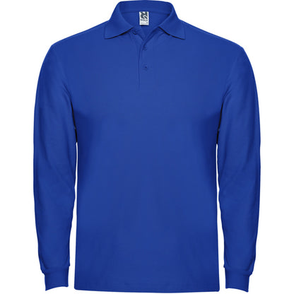 Roly Estrella L/s men's long-sleeve polo shirt in royal blue, ready for logo printing or embroidery