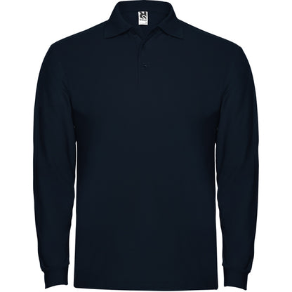 Roly Estrella L/s men's long-sleeve polo shirt in navy blue, ready for logo printing or embroidery