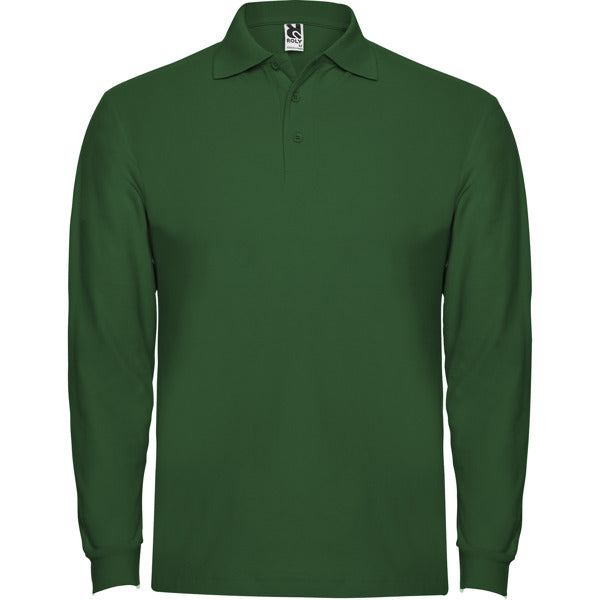 Roly Estrella L/s men's long-sleeve polo shirt in bottle green, ready for logo printing or embroidery