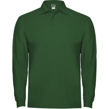 Roly Estrella L/s men's long-sleeve polo shirt in bottle green, ready for logo printing or embroidery