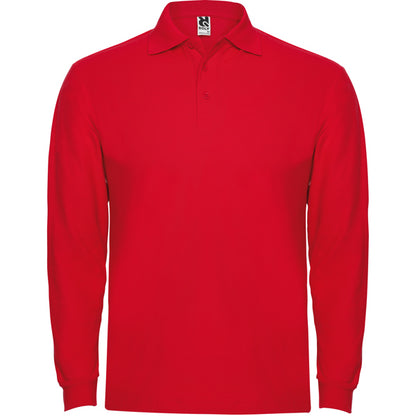 Roly Estrella L/s men's long-sleeve polo shirt in red, ready for logo printing or embroidery