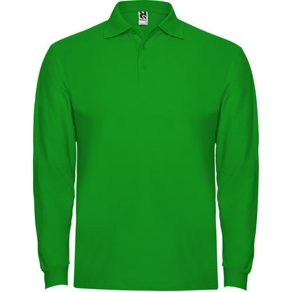 Roly Estrella L/s men's long-sleeve polo shirt in grass green, ready for logo printing or embroidery